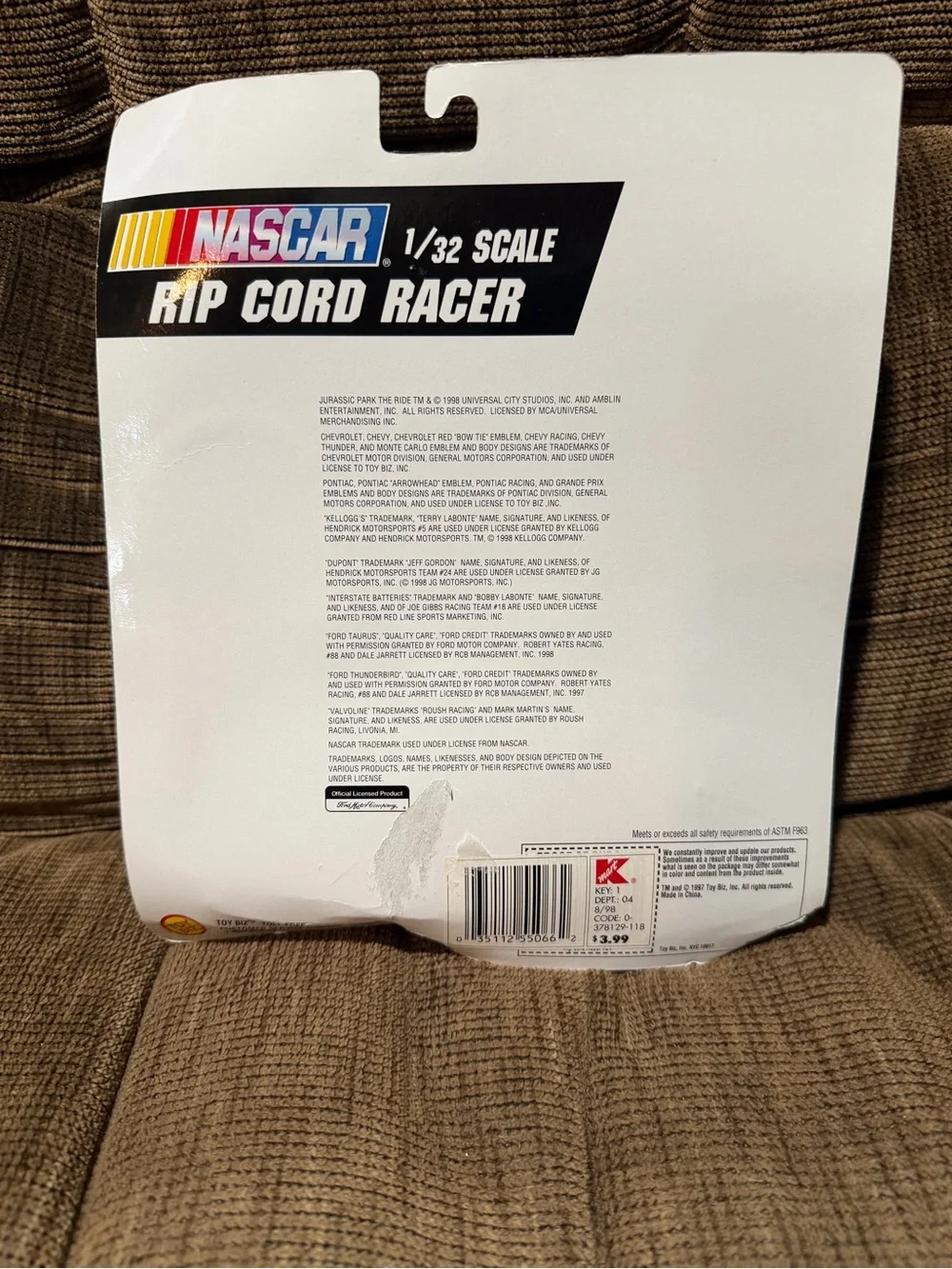 Nascar Rip Cord Racer Jeff Gordon No. 24 Rainbow - Blue/Red/Yellow